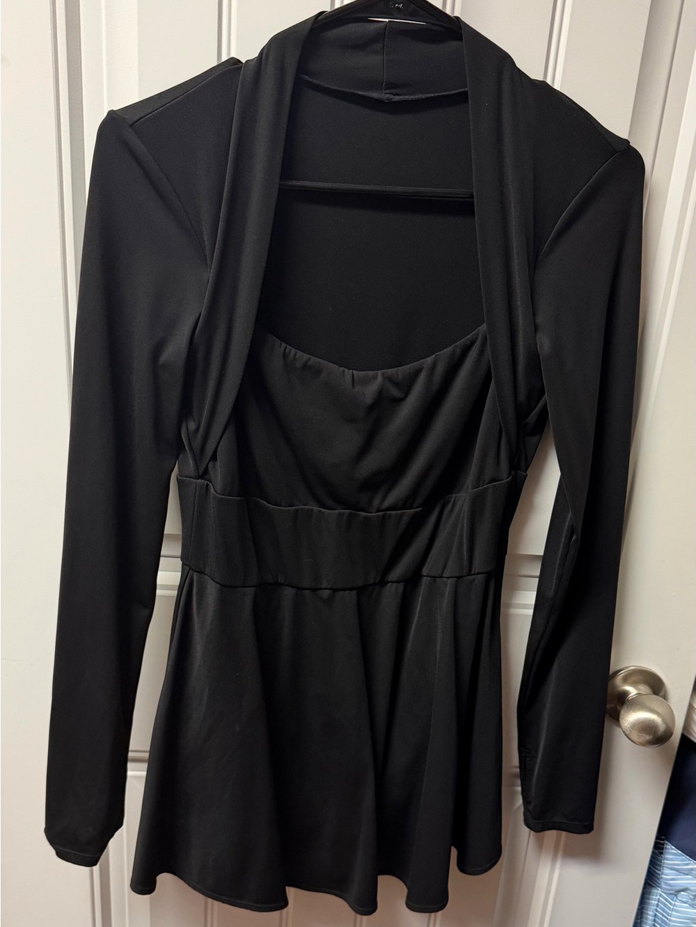 HALARA Black Long Sleeve Fit-and-Flare Dress